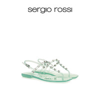 sergio rossi SR女鞋Jelly果冻胶囊系列水晶钻饰夹趾凉鞋