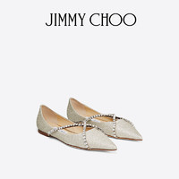 JIMMY CHOO [限时折扣]JIMMY CHOO/GENEVI FLAT女士水晶链闪粉芭蕾舞平底鞋JC