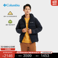 Columbia哥伦比亚户外男子拒水金点鹅绒保暖700蓬羽绒服WE9639 010黑色 XL(185/104A)