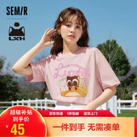 Semir 森马 [凉感T]罗小黑短袖T恤女卡通2024夏季抗菌宽松套头衫109324100008