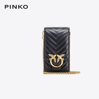 PINKO 品高 女包24年春夏手机包小包斜挎竖款绗缝飞鸟包 黑色