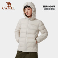 88VIP：CAMEL 骆驼 户外轻薄羽绒服女冬季新款黑色白鸭绒短款连帽外套男