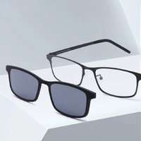 TUROK STEINHARDT TS商務近視眼鏡+磁吸偏光墨鏡片（高端蔡司，依視路鏡片可選） 方形 單購鏡架 黑色 0度（裝飾片）