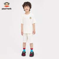 大嘴猴（paul frank）童装儿童短袖短裤套装运动夏季半袖中大儿童两件套 米白 110