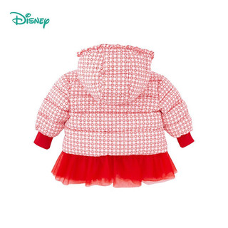 迪士尼(Disney)童装 女童夹棉外套网纱裙摆连帽上衣冬季米妮印花棉服