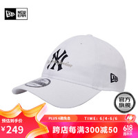 NEW ERA 纽亦华 2023新款MLB棒球帽重叠LOGO情侣遮阳休闲弯檐帽子 13529253-白色 OSFM