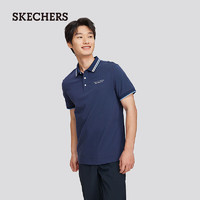 SKECHERS 斯凯奇 男款短袖衫P224M050 海军学院蓝/02MZ L