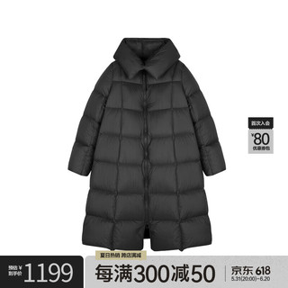 江南布衣（JNBY）23冬羽绒服女宽松立领A型长款白鸭绒5NAC14450 001/本黑 XS