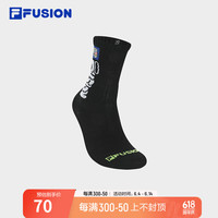 FILA FUSION斐乐潮牌款高腰袜2024夏季时尚运动袜长筒袜 深黑-BK S