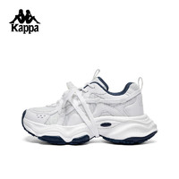 卡帕（Kappa）运动老爹鞋子女鞋厚底增高透气小白鞋 经典白/海昌蓝 37