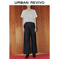 URBAN REVIVO UR2024春季女装复古水洗阔腿牛仔长裤UWG840036 蓝色 25