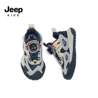 Jeep 吉普 兒童2024夏季透氣網面軟底運動鞋 深藍紅