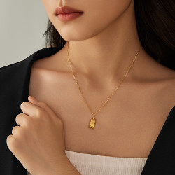 chowtaiseng周大生黄金项链女足金吊坠5g暴富小金砖套链金条生日礼物