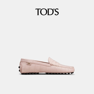 TOD'S2024早秋女士皮革横条豆豆鞋单鞋平底鞋女鞋 粉色 35 脚长22.6cm