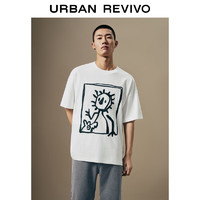 URBAN REVIVO UR2024夏季新款男装时尚休闲百搭撞色刺绣棉质短袖T恤UML440041 本白 L