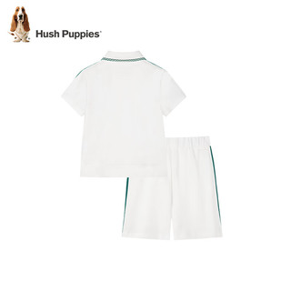 暇步士（Hush Puppies）童装儿童套装2024夏装女童短袖POLO衫短裤套装呵护抑菌舒适 本白 120cm