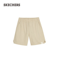 斯凯奇（Skechers）夏季女子梭织短裤宽松休闲裤L224W074 爱尔兰奶油色/028R S