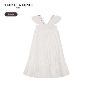 Teenie Weenie Kids小熊童装24年夏女童全棉吊带飞袖连衣裙 白色 150cm