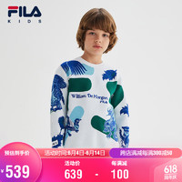 FILA 斐乐 儿童童装上衣2024年春季中大童男童休闲舒适保暖毛衣