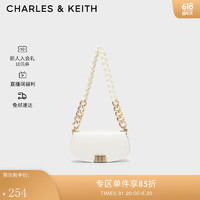 CHARLES & KEITH CHARLES&KEITH;拼色链条单肩法棍包腋下包包女包女士生日礼物CK2-20270892 White白色 S