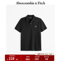 Abercrombie & Fitch 男装 24春夏新款美式商务通勤小麋鹿短袖polo衫 338747-1 黑色 XL (180/116A)