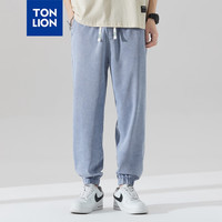 唐狮 TONLION【TJ】韩版百搭哈伦束脚裤夏季薄款透气亲肤九分裤男 浅蓝