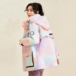 冰洁bengen连帽羽绒服女工装户外时尚迷彩宽松短款羽绒外套
