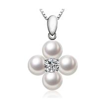 千足珍珠 祈香6-6.5mm珍珠吊坠925银链镶合成立方氧化锆