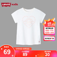 Levi's 李维斯 童装女童短袖T恤2023夏季新款儿童休闲短T上衣 糖果白 90/52(2T)