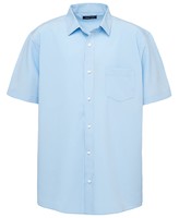移动专享：NAUTICA 诺帝卡 青年男士制服短袖 高性能牛津布纽扣衬衫,robin 蓝,Large