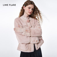 移动端、京东百亿补贴：LIME FLARE 莱茵福莱尔高级感羊毛颗粒大衣别致设计感毛毛外套女 淡粉紫色 M