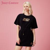 Juicy Couture 橘滋 经典撞色Logo珠片刺绣天鹅绒半截裙