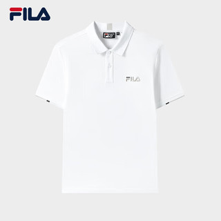 FILA 斐乐男子短袖POLO衫2024夏季时尚简约T恤商务翻领男装上衣 标准白-A-WT（补货） 180/100A/XL