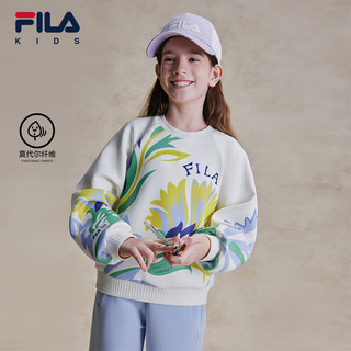 FILA【莫代尔纤维】斐乐童装2024春女大童休闲舒适卫衣潮 满印一-ZA 110