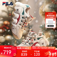 FILA 斐乐老爹鞋女鞋运动鞋2024春圣诞可颂面包鞋休闲鞋男鞋 雪白/雨朦灰色-男款 单层 39