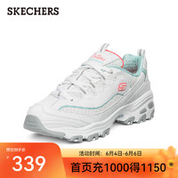 斯凯奇（Skechers）女小白鞋厚底增高休闲鞋网面透气户外运动鞋99999863 白色/浅蓝色/WLB 38