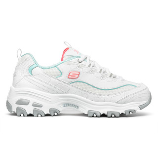 斯凯奇（Skechers）女小白鞋厚底增高休闲鞋网面透气户外运动鞋99999863 白色/浅蓝色/WLB 38.5