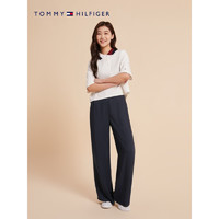 TOMMY HILFIGER23女装时尚红白蓝拼色直筒版阔腿休闲裤WW0WW39069 藏青色DW5 34