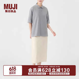 无印良品（MUJI）女式 凉感珠地网眼POLO衫 休闲百搭BBE91C3S 灰色 S-M