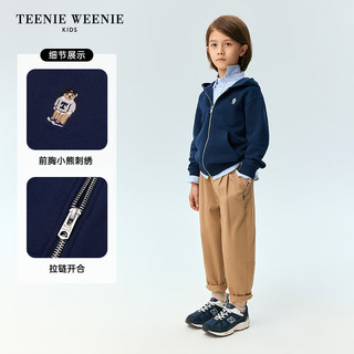 Teenie Weenie Kids小熊童装24冬季男女童刺绣连帽卫衣外套 中灰色 160cm