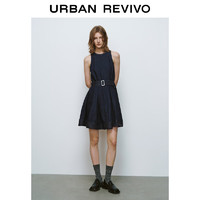 URBAN REVIVO UR2024夏季新款女装复古设计感收腰无袖牛仔连衣裙UWU840047 蓝色 M