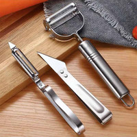 暖冰加厚厨房多功能鱼鳞刨削皮刀刮鱼不锈钢家用去鳞器厨房杀鱼工具 削皮器3件套