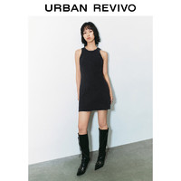 URBAN REVIVO UR2024夏季女装潮流休闲修身显瘦无袖圆领连衣裙UWV740040 正黑 XS