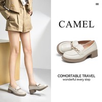 CAMEL 骆驼 秋季粗跟单鞋牛皮革优雅通勤乐福鞋女