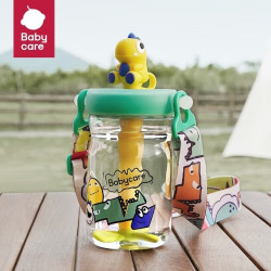 babycarebcbabycare恐龙冷萃儿童水杯吸管杯宝宝幼儿园元饮水上学专用