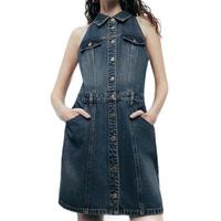 URBAN REVIVO 女装时髦轻熟风坎肩洗水牛仔连衣裙 UWV840152 蓝色 L