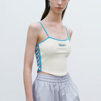 URBAN REVIVO 女装潮酷辣妹撞色字母修身无袖背心UWV440181 粉白 L