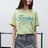 URBAN REVIVO 女装休闲趣味创意个性印花圆领T恤衫UWL440125 黄绿 L