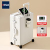 DULA 铝框行李箱高颜拉杆箱杯架USB充电旅行密码箱皮箱子皓月白24英寸