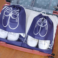 JOYTOUR 鞋子收纳袋 防水防尘抽绳束口袋居家旅行鞋袋鞋套 （蓝4+藏青4）